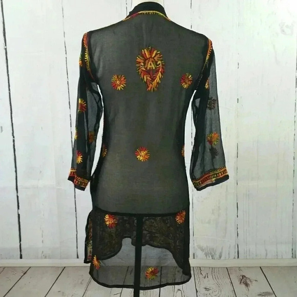 Vintage Boho Floral Embroidered Tunic Cover Up - Picture 5 of 7